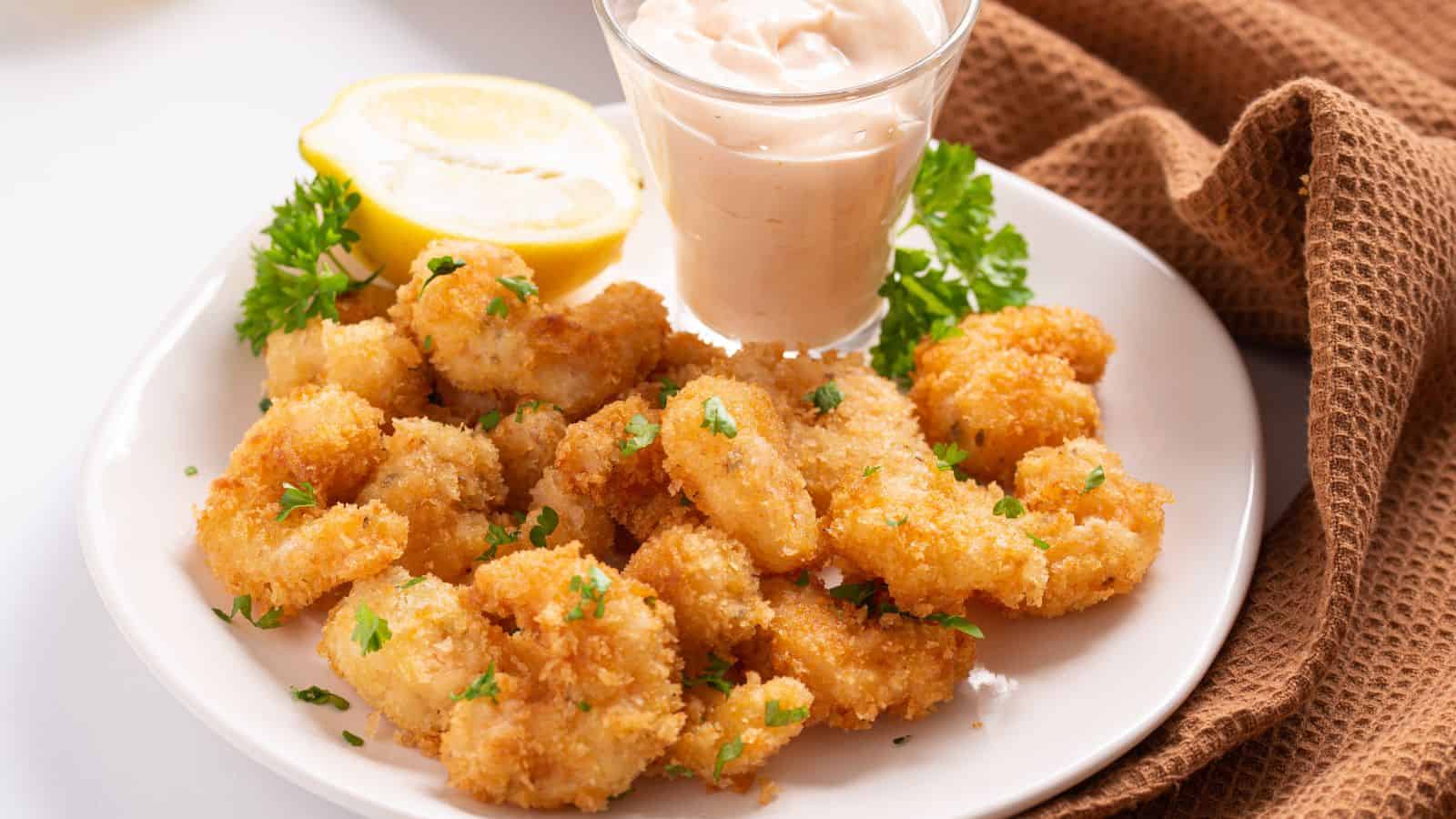 Panko shrimp with dipping sauce.